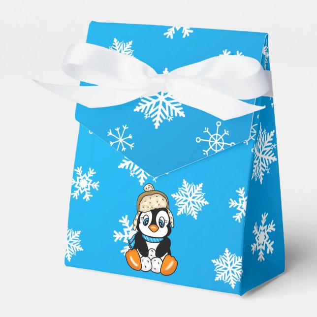 Baby Penguin Winter Snowflakes Party  Favor Boxes (Front Side)