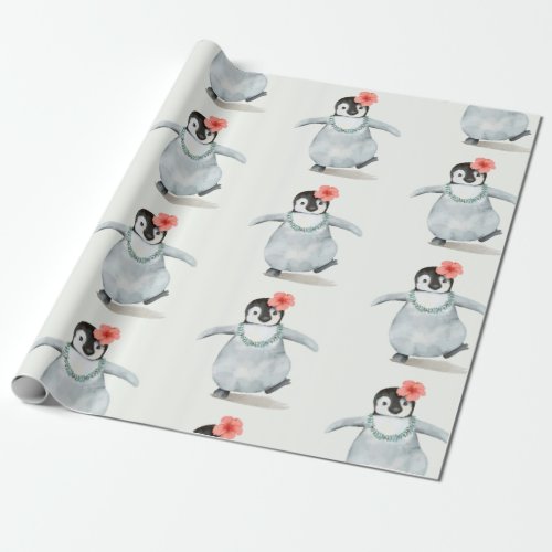 BABY PENGUIN WITH A FLOWER WRAPPING PAPER