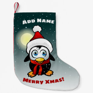 Baby Penguin With Christmas Hat Small Christmas Stocking