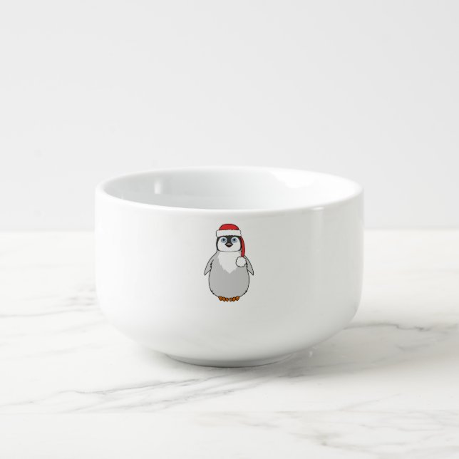 Baby Penguin with Red Santa Hat Soup Mug (Front)