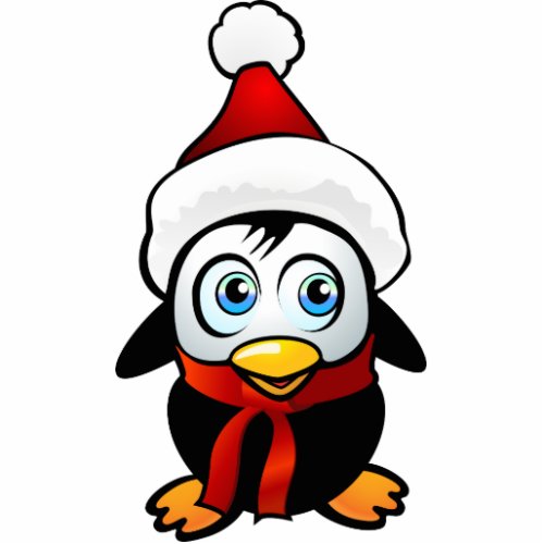 Baby Penguin With Santa Hat Statuette