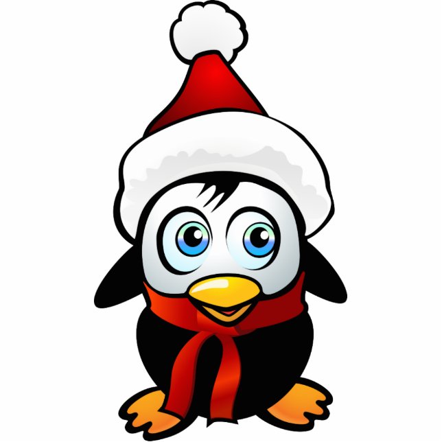 Baby Penguin With Santa Hat Statuette (Front)