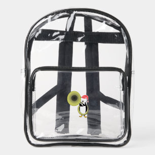 Baby Penguin with Tuba  Clear Backpack