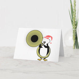 Baby Penguin with Tuba Holiday Card