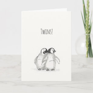 Baby penguins twins card