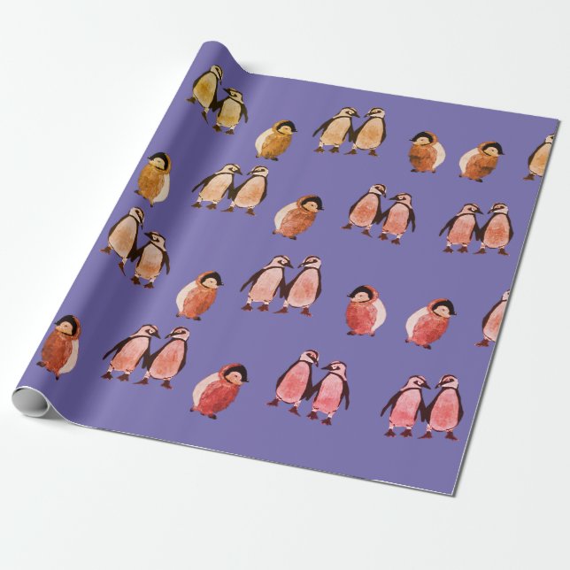 Baby Penguins Wrapping Paper (Unrolled)