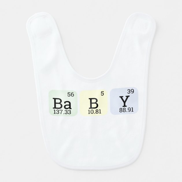 PERIODIC TABLE OF ELEMENTS GEEK NERD SCIENCE CHEMISTRY BABY BIB SHOWER GIFT 