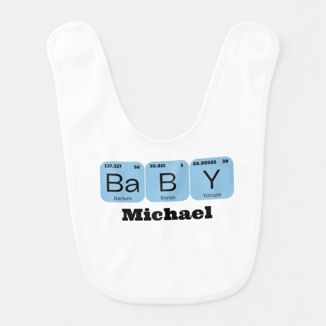 Baby Periodic Table Element Editable Name Bib (Front)