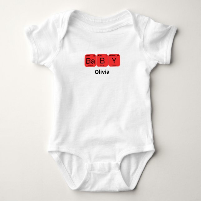 Baby Periodic Table Element Editable Name Bodysuit (Front)