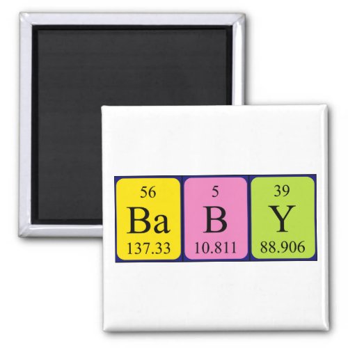 Baby periodic table name magnet