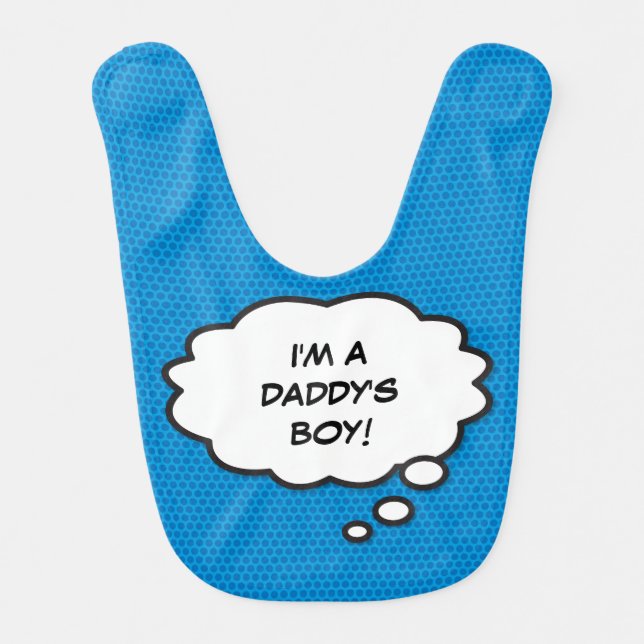 Baby Personalised Message Thinks Bubble Blue Bib (Front)