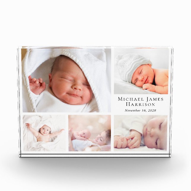 Baby Personalized Collage Photo Block (Front)