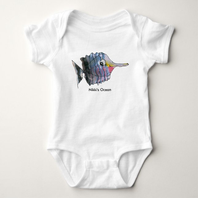 Baby Personalized Infant Butterfly Fish Bodysuit (Front)
