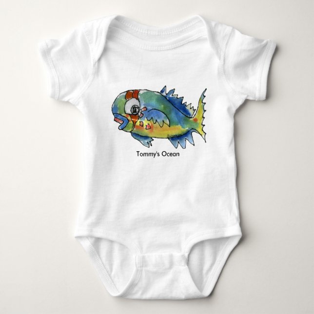 Baby Personalized Infant Parrot Fish Baby Bodysuit (Front)
