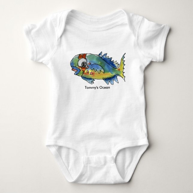 Baby Personalized Infant Parrot Fish Bodysuit (Front)