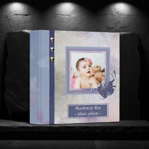 Baby Photo Album Adorable Purple Green Butterfly 3 Ring Binder