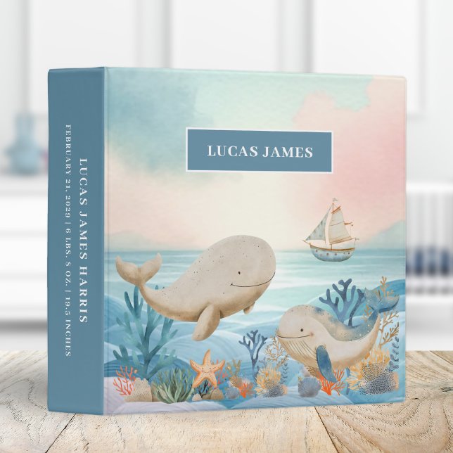 Baby Photo Album Under the Sea Whale 3 Ring Binder (Creator Uploaded)