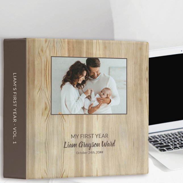 Baby Photo Album Wood Grains Look 3 Ring Binder (Creator Uploaded)
