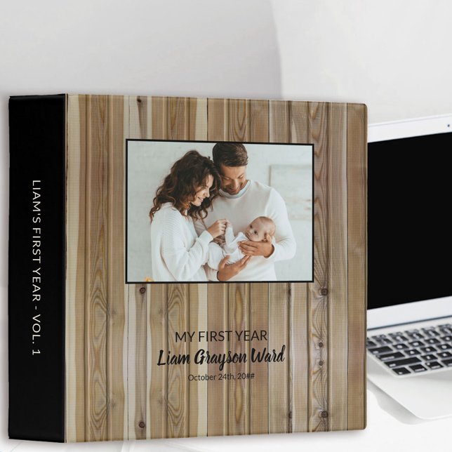 Baby Photo Album Woodgrain Look 3 Ring Binder (Creator Uploaded)