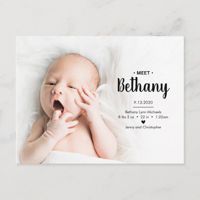 BABY PHOTO ANNOUNCEMENT | Polka Dots Postcard (Front)
