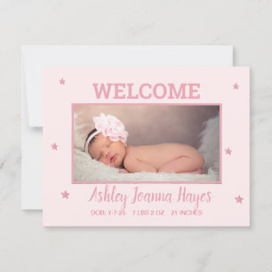Baby Photo Announcement -Welcome Baby Girl Card