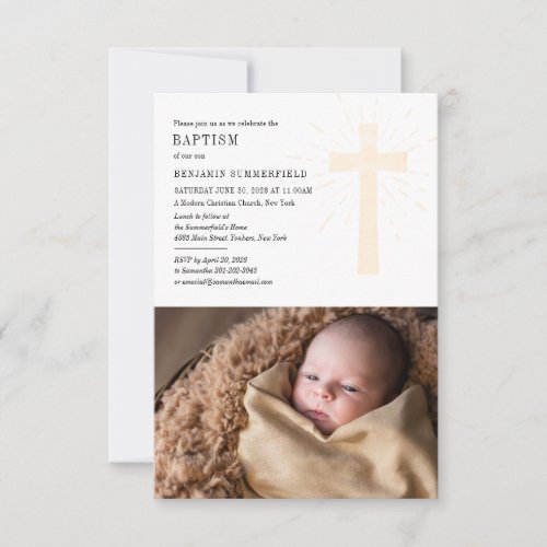 Baby Photo Baptism Elegant Religious Church Event  Invitation