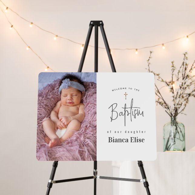 Baby Photo Baptism Horizontal Welcome Sign (In Situ (Stand))