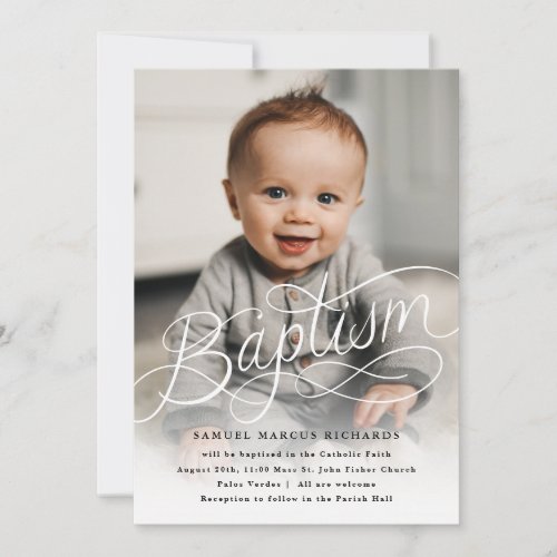 Baby Photo Baptism Invitation