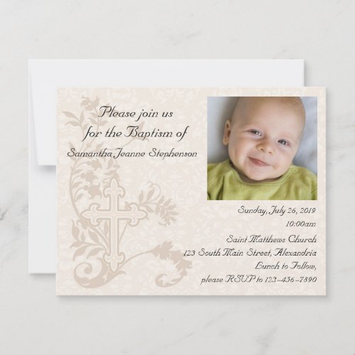 Baby Photo Baptism Invitation