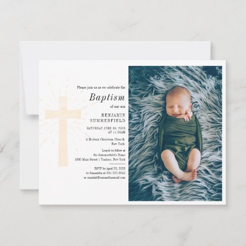 Baby Photo Baptism Religious Ceremony Custom Invitation