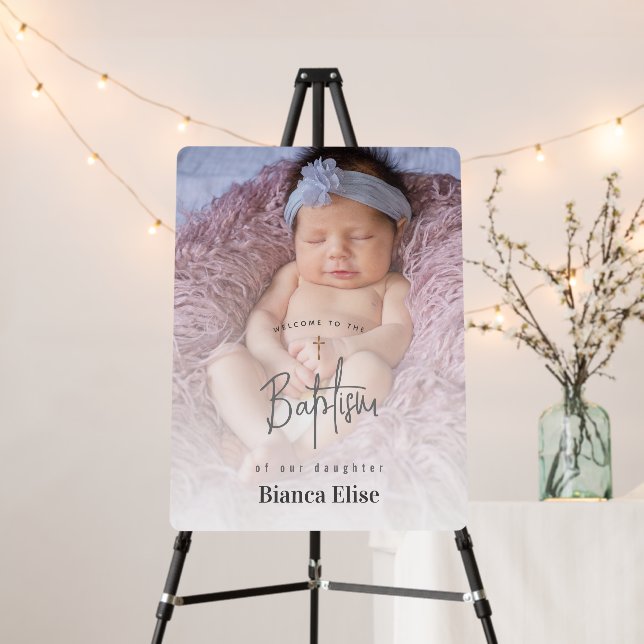 Baby Photo Baptism Welcome Sign (In Situ (Stand))