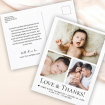 Baby Photo Birth announcement Love and Thanks Postcard