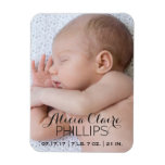 Baby Photo Birth Announcement | Modern Script Magnet at Zazzle