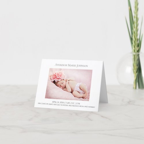 Baby Photo Birth Announcement White Folded