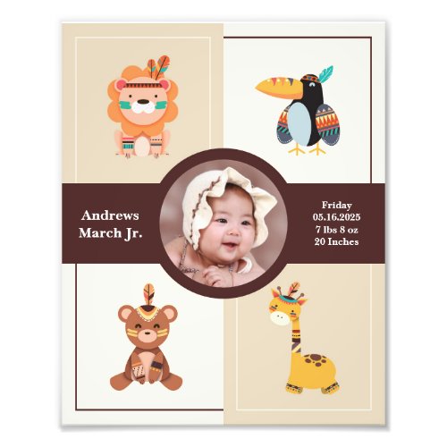 Baby Photo Birth Announcement Woodland Theme