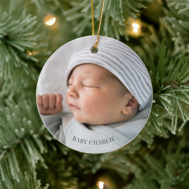 Baby Photo Birth  Ceramic Ornament (Tree)