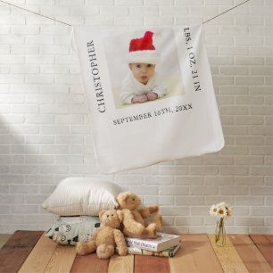 Baby Photo Birth Stats Christmas Blanket