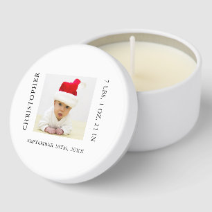 Baby Photo Birth Stats Christmas Mini Candle Favors