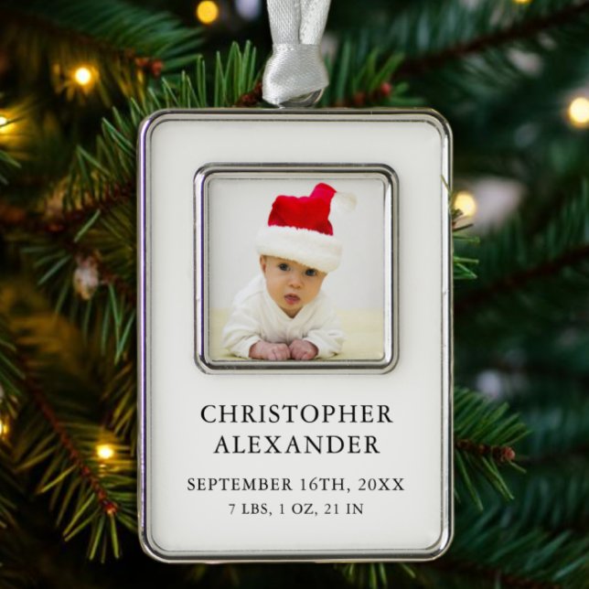 Baby Photo Birth Stats Christmas Ornament (Creator Uploaded)