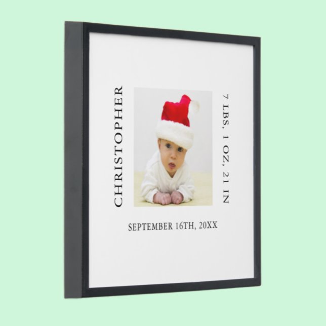 Baby Photo Birth Stats Christmas Peel And Stick Photo Tile (Creator Uploaded)