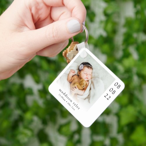 Baby Photo Birth Stats Keepsake Keychain