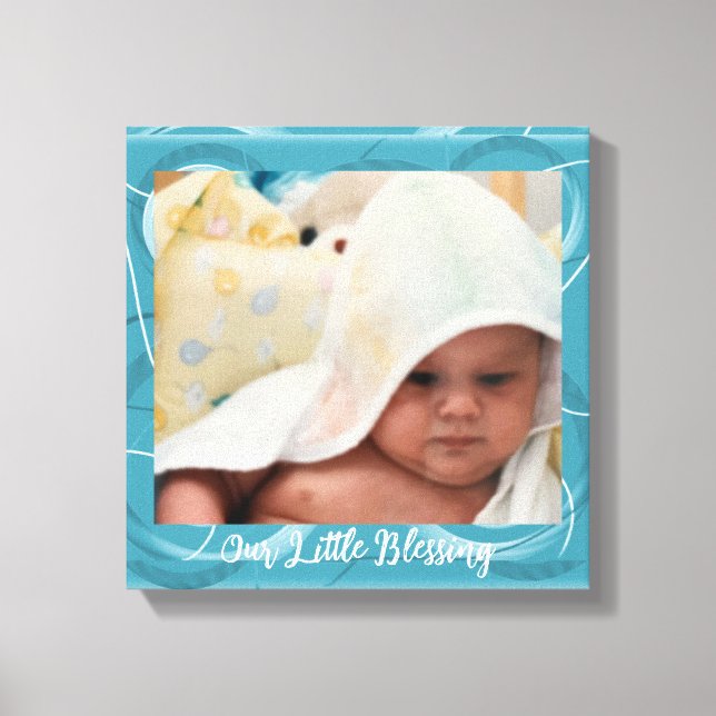 Baby Photo Blue Abstract Frame Canvas Print (Front)