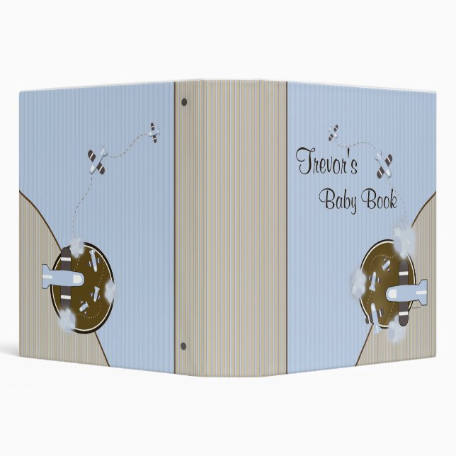 Baby Photo Book with Airplanes 3 Ring Binder (Background)