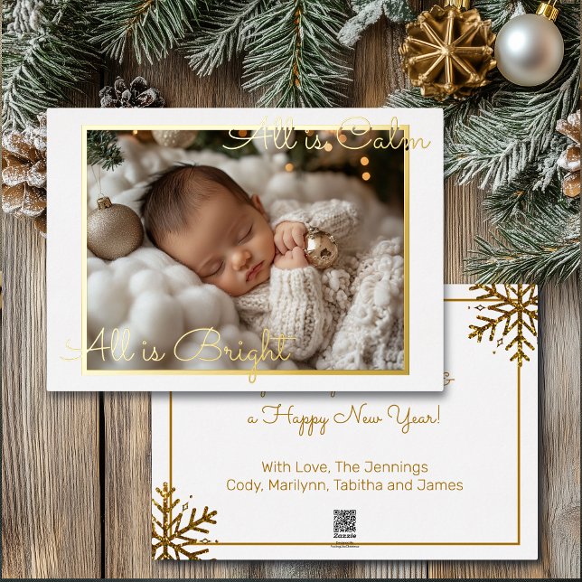 Baby Photo Christmas Gold Foil Holiday Card (Creator Uploaded)