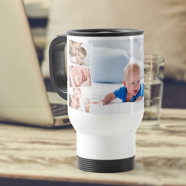 Baby Photo Collage 7 Picture Zigzag Montage Travel Mug (Creator Uploaded)