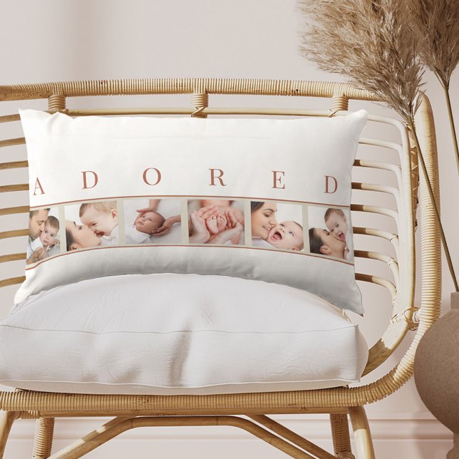 Baby Photo Collage ADORED Neutral Nursery Lumbar Pillow (Creator Uploaded)
