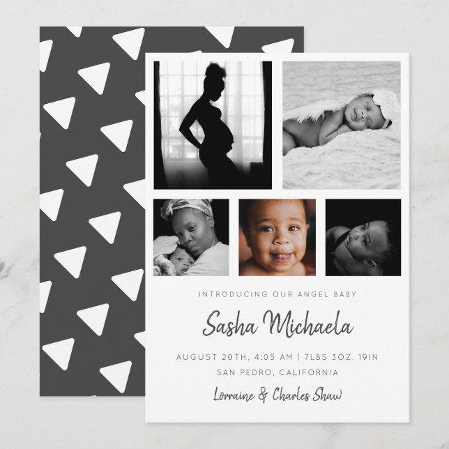 Baby Photo Collage Birth Announcement (Front/Back)