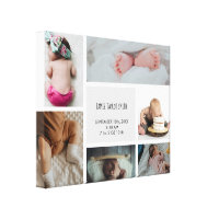 Baby Photo Collage Keepsake Name Birth Date Canvas Print