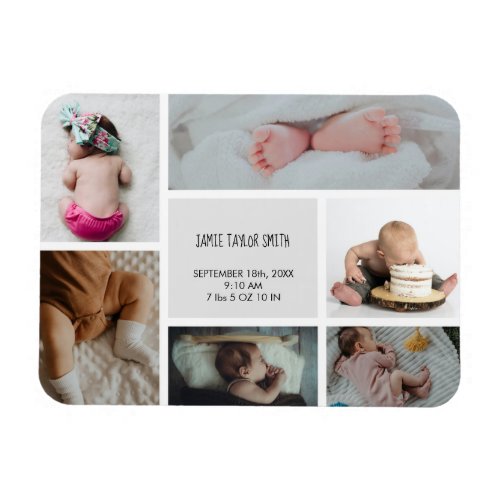 Baby Photo Collage Keepsake Name Birth Date Magnet