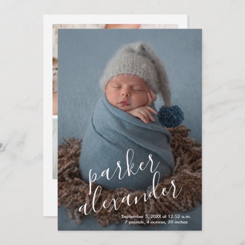 Baby Photo Collage Modern Birth Announcement